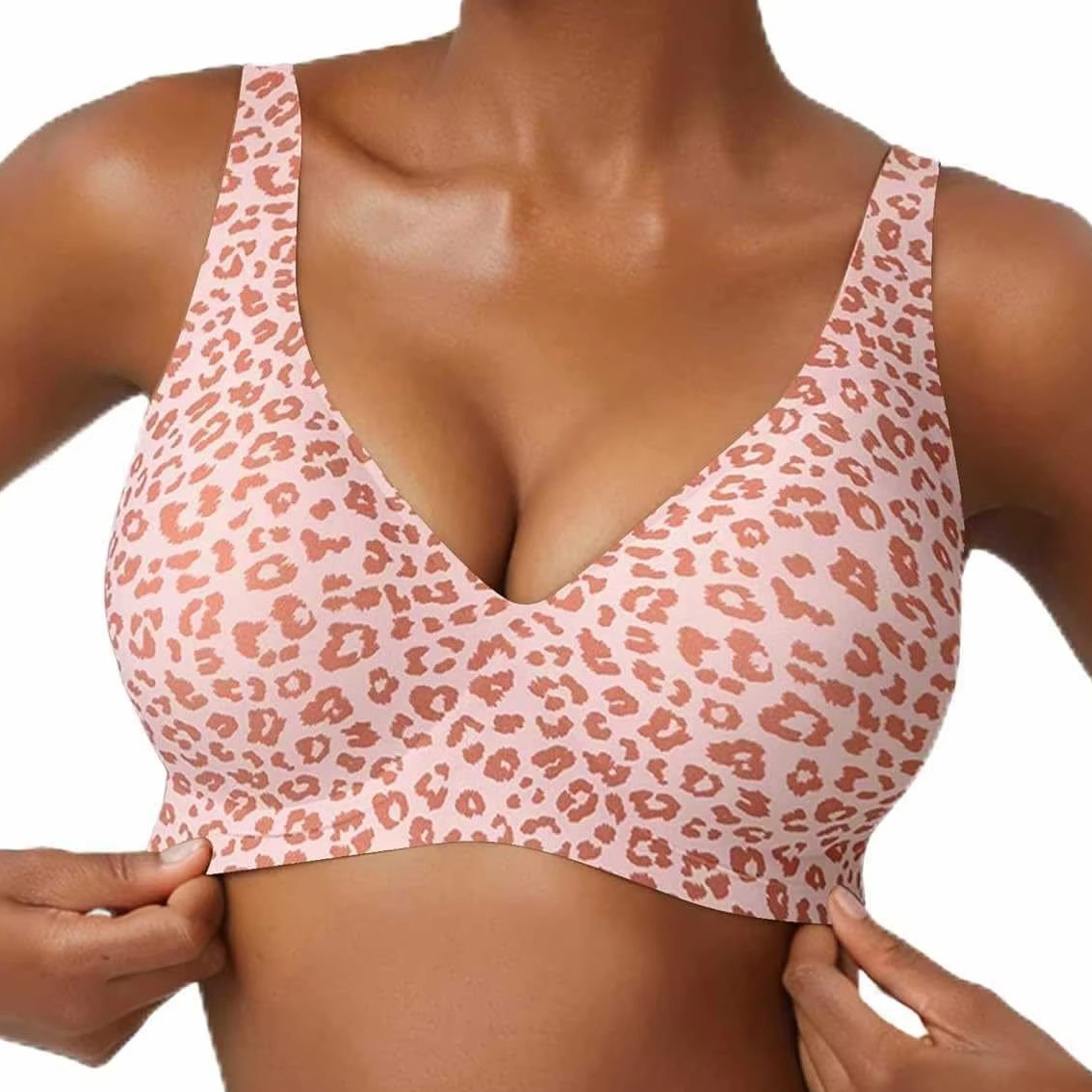 Women's Seamless Pink Leopard  - Plunge Bra Push Up 리뷰 및 가격