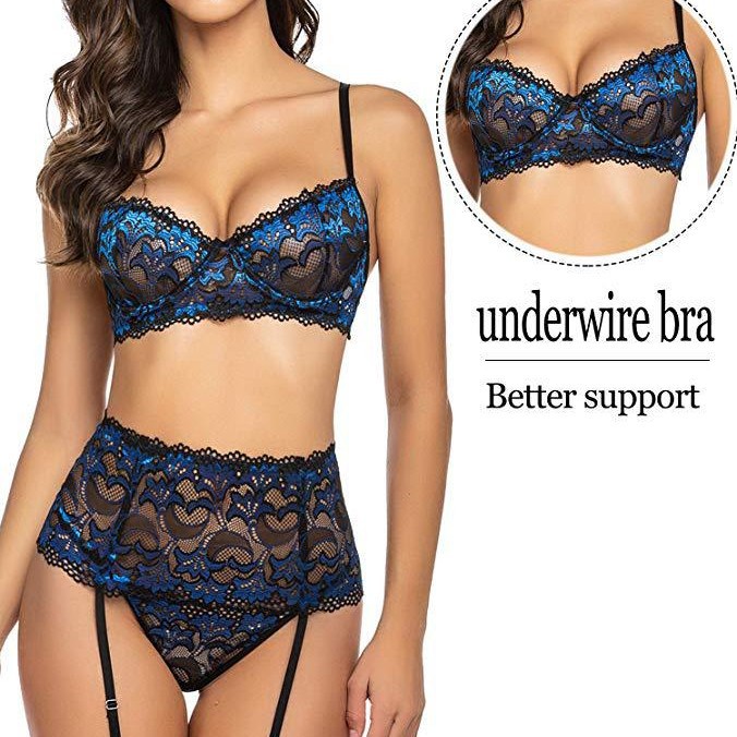 Women Red Floral Lace Garter L - Sheer Mesh Bra 리뷰 및 가격